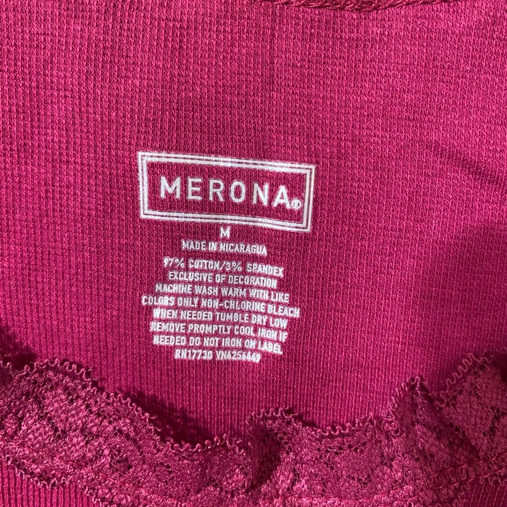 Merona Women's Lace-Trim Tank Top - Burgundy Medium (QQ) - Picture 4 of 7